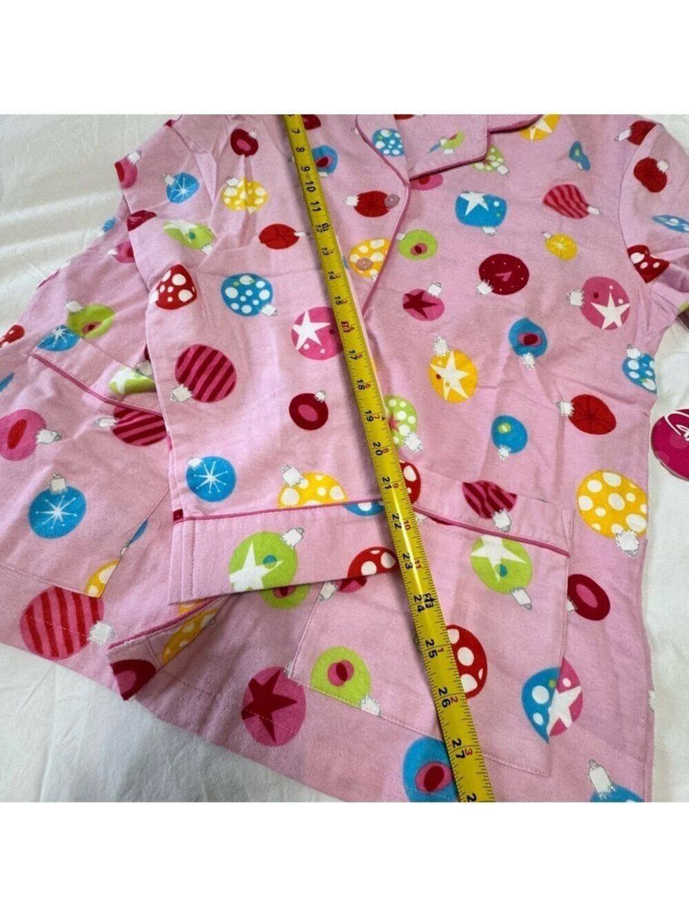 La SENZA Pink Pajama Top with Colorful Patterns Christmas Medium - Picture 9 of 11